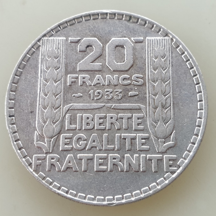 Franța 20 francs / franci 1933 argint