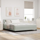 vidaXL Pat box spring cu saltea, gri deschis, super king, catifea