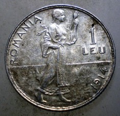 R.051 ROMANIA CAROL I 1 LEU 1914 ARGINT 5g foto