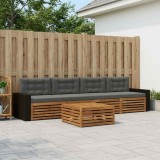 vidaXL Set de canapele de exterior cu pernă 5 pcs Natural și Antracit 3383005