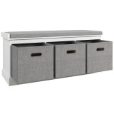 HOMCOM Pantofar tip Băncuţă cu 3 Sertare și Şezut din Lemn, 105x35x47 cm, Alb | Aosom Romania