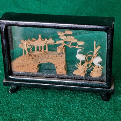 DIORAMA - LUCRATA MANUAL &amp;Icirc;N LEMN DE BALSA - CHINA anii &amp;#039;60 foto