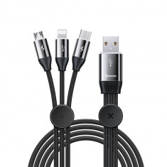 Cablu Date Premium BASEUS Lightning + Micro USB + Type-C 3-in-1 3.5A Fast Charging Negru foto