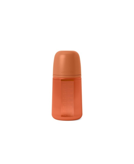 Biberon din silicon, 240ml, colour essence sx pro debit mediu, rosu