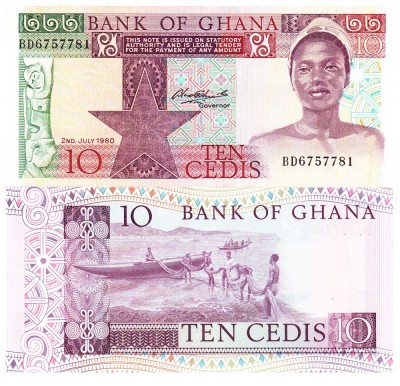 Ghana 10 Cedi 1971 P-20 UNC foto