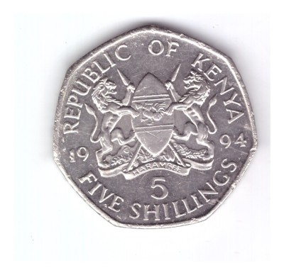 Moneda Kenya 5 shillings 1994, stare buna, curata foto