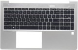 Carcasa superioara cu tastatura palmrest Laptop, HP, ProBook 850 G7, 855 G7, iluminata, argintie, layout US