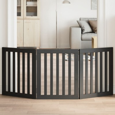 vidaXL Poartă pentru c&amp;acirc;ini pliabilă 3 panouri negru, 150 cm, lemn plop 352252 foto