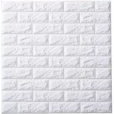 Set 10x Tapet 3D Autocolant Alb Design Caramida Rezistent Apa 70x77cm