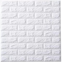 Tapet 3D Autocolant alb, design caramida, rezistent la apa, 70cm x 77cm
