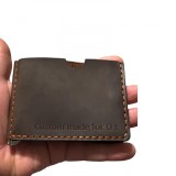 Cumpara ieftin Portofel minimalist, personalizabil, din piele naturala, Loki, Negru Mat , cusut in X, lucrat si cusut manual, handmade, Elyk Creation