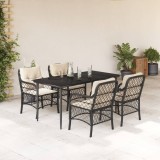 Gossi set mobilier de gradina cu perne, 5 piese, negru, poliratan