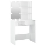 vidaXL Masă de toaletă cu LED, alb extralucios, 74,5x40x141 cm