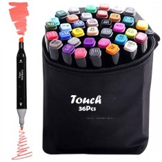 Set 36 Markere Profesionale Colorate Duble, Scriere si Evidentiere, Geanta Depozitare