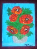 TABLOU PE PANZA NOU 18X24 CM VAS CU FLORI PRET DOAR 10 LEI