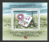 TSV$ - 1989 LP 1227 EXPO MOND FILATELIE PHILEXFRANCE `89 PARIS, COLITA DANTELATA, Nestampilat