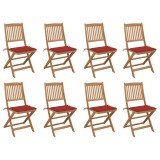 vidaXL Scaune pliabile de exterior cu perne, 8 buc., lemn masiv acacia 3075119