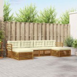 vidaXL Seturi de canapele 6 pcs Natural și Crem Lemn Solid de Acacia 3373880