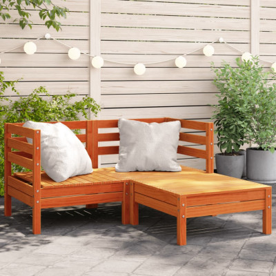 Canapea de gradina 2 locuri/taburet, maro ceruit lemn masiv pin GartenMobel Dekor foto