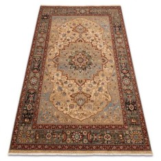 Covor L&acirc;nă KESHAN franjuri, Rozetă oriental 7519/53555 bej / albastru inchis, 120x145 cm
