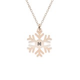Little Snowflake - Colier personalizat fulg si litera din argint 925 placat cu aur roz