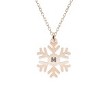 Little Snowflake - Colier personalizat fulg si litera din argint 925 placat cu aur roz