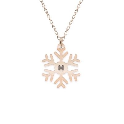 Little Snowflake - Colier personalizat fulg si litera din argint 925 placat cu aur roz foto