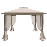 Cort pavilion de gradina tip pergola, automat pop-up, 300&times;300 cm, cu 4 pereti laterali cu plasa, impermeabil cu rezistenta UV, bej Household NewTrend
