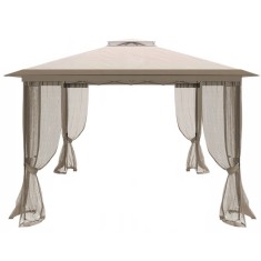 Cort pavilion de gradina tip pergola, automat pop-up, 300&times;300 cm, cu 4 pereti laterali cu plasa, impermeabil cu rezistenta UV, bej Household NewTrend