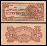 !!! RARR : MALAYA , OCUPATIA JAPONEZA - 50 CENTI (1942} - P M 4 b - UNC / SERIA MT