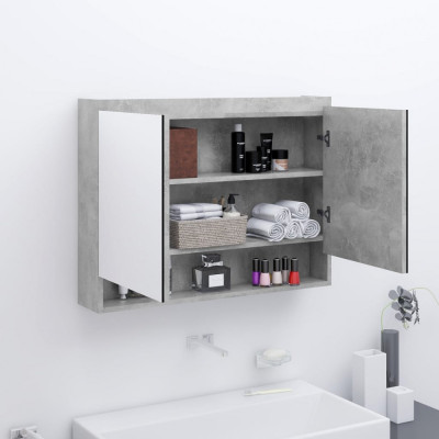 Dulap de baie cu oglinda, gri beton, 80x15x60 cm, MDF GartenMobel Dekor foto