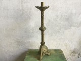 arta / traditie / colectie - Sfesnic vechi bisericesc din bron sec XIX model deosebit cu inaltimea de 46,7 cm !