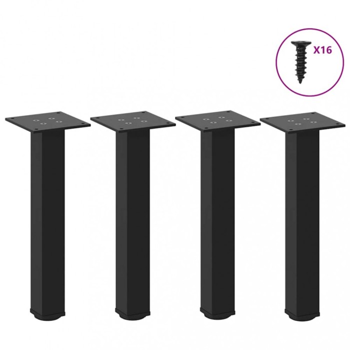vidaXL Picioare pentru măsuță de cafea, 4 buc., negru, 42-44 cm, oțel 4012452