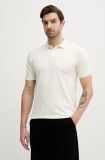 Lindbergh tricou polo barbati, culoarea bej, neted, 30-404016
