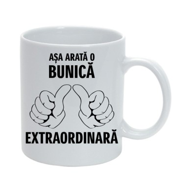 Cana alba personalizata &amp;quot;Asa arata o bunica extraordinara&amp;quot;, INOVATIX&amp;reg;. 330ml foto
