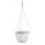 Ghiveci decorativ cu lant, rotund,​​​​​​​ alb, 23x14.5 cm, Splofy WS&nbsp;