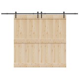 Set feronerie pentru uși glisante, negru, 305 cm, oțel