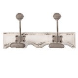 Cumpara ieftin Cuier perete lemn alb vintage metal taupe 23x6x10 cm
