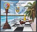 Romania 1992, LP.1287 - A 30-a Olimpiada de Sah Manila, Colita, MNH, Nestampilat