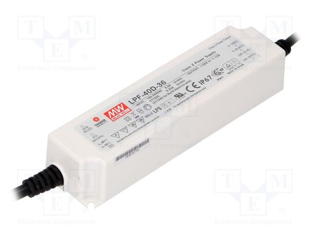 Alimentator pulsatoriu LED MEAN WELL 40,32W 36VDC 1,12A 90-305VAC IP67