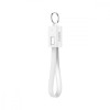 Cablu breloc pentru incarcare iPhone sau iPad, USB si micro USB, alb