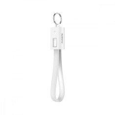 Cablu breloc pentru incarcare iPhone sau iPad, USB si micro USB, alb