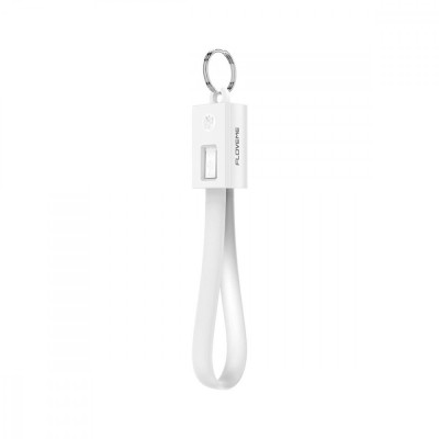 Cablu breloc pentru incarcare iPhone sau iPad, USB si micro USB, alb foto