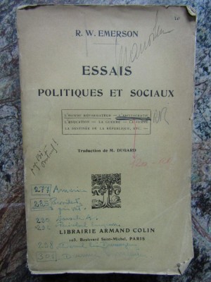 ESSAIS POLITIQUES ET SOCIAUX - R.W. EMERSON foto