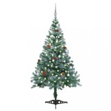 Brad Crăciun pre-iluminat &icirc;nghețat globuri/conuri pin, 150 cm