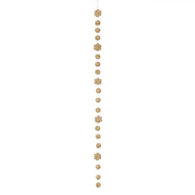 Ghirlandă Decorativă Crăciun, Bile și Fulgi, Spumă, Bej șampanie, 1m, 3.5cm și 4.5cm foto