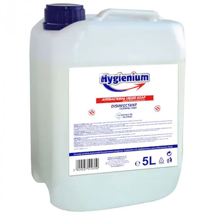 Sapun lichid dezinfectant Hygienium, cu extract de cotton si efect antibacterian, 5000 ml