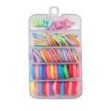 Cumpara ieftin Set 2 cutii accesorii par cu elastic 2 cm, elastic spiralat, elastic subtire si cleme inimioare, multicolor