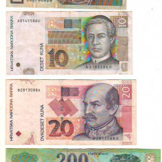 SV * LOT BANCNOTE POLONIA 10 ZL + CROATIA 10 - 20 KUNA + UNGARIA 200 FORINT VF