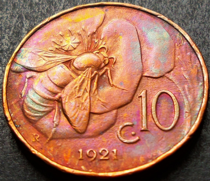 Moneda istorica 10 CENTESIMI - ITALIA, anul 1921 *cod 2588 B - EROARE de BATERE